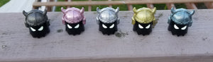 Black & Glittery Mini Viking Ghoulz w/GITD eyes (random helmet glitter colors) LE 25pcs