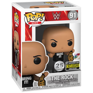 Funko Pop! WWE: The Rock with Championship Belt #91 Entertainment Earth Exclusive w/free 0.45mm Pop Shield Protector