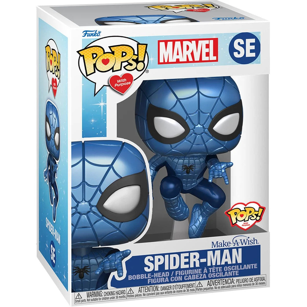 Funko Pop! Marvel: Make-A-Wish Spider-Man Metallic Vinyl Figure SE w/0.45mm Pop Proctector