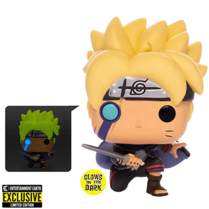 Funko Pop! Animation: Boruto with Marks Glow-in-the-Dark #1035 - Entertainment Earth Exclusive w/free 0.45mm Pop Shield Protector